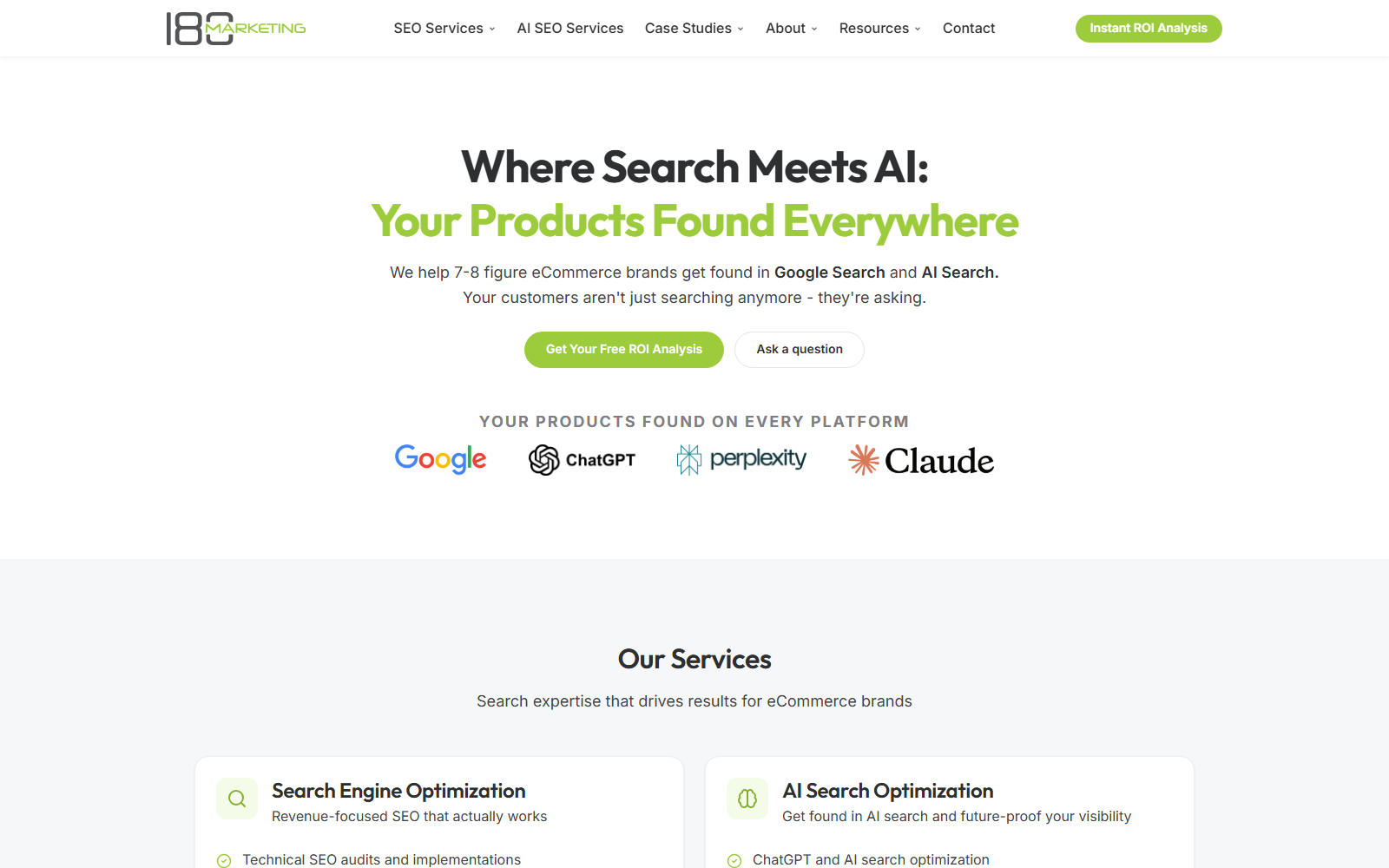 180 Marketing official website homepage