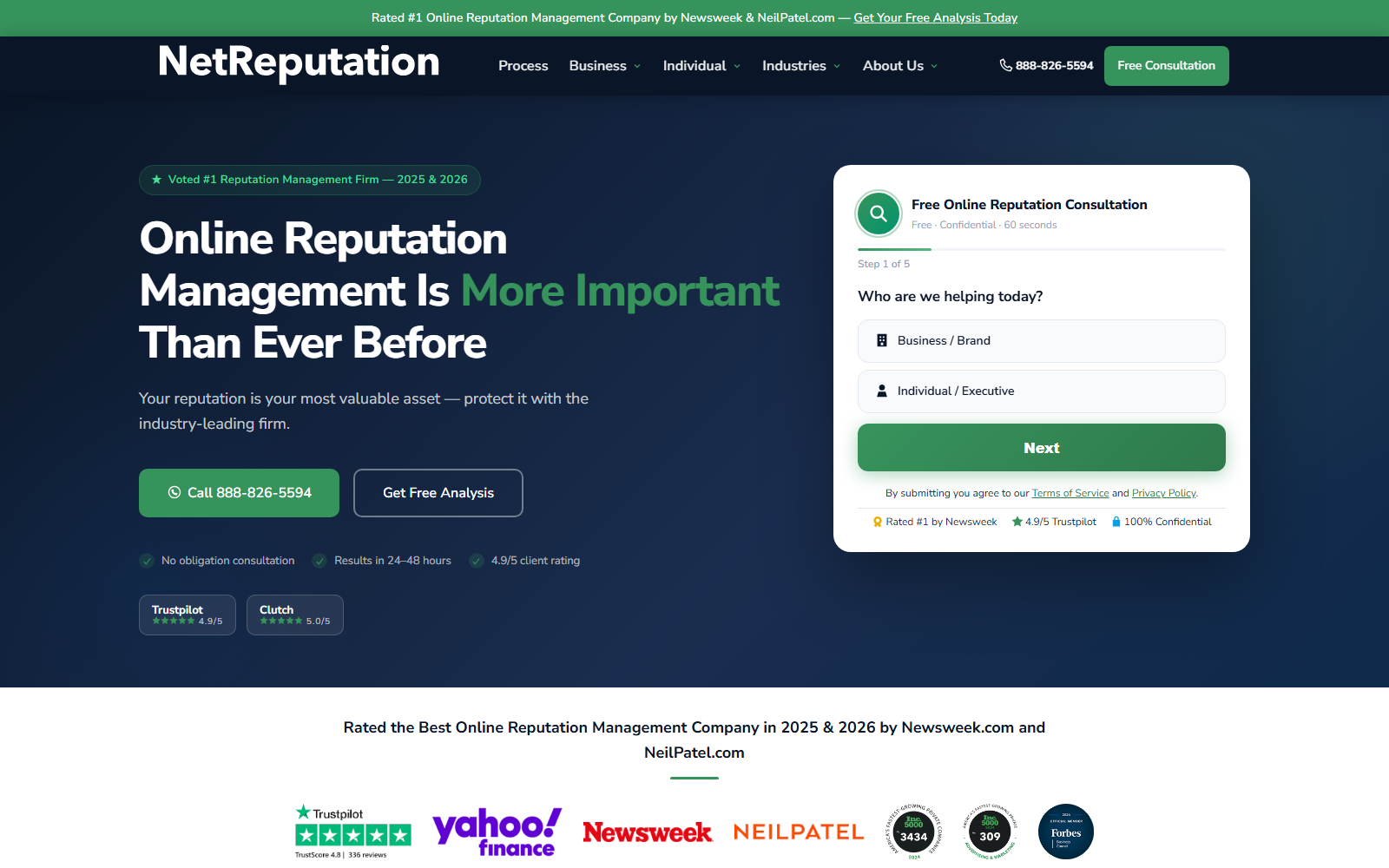 Net Reputation official website homepage